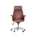 Ver imagem 5 de Cadeira Giratória Coimbra Rivatti em Madeira Poliuretano Marrom Base Rodizio Cromado