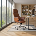 Ver imagem 2 de Cadeira Giratória Coimbra Rivatti em Madeira Poliuretano Marrom Base Rodizio Cromado