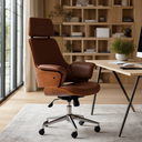 Ver imagem 1 de Cadeira Giratória Coimbra Rivatti em Madeira Poliuretano Marrom Base Rodizio Cromado