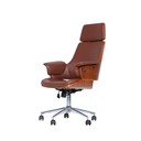 Ver imagem 4 de Cadeira Giratória Coimbra Rivatti em Madeira Poliuretano Marrom Base Rodizio Cromado