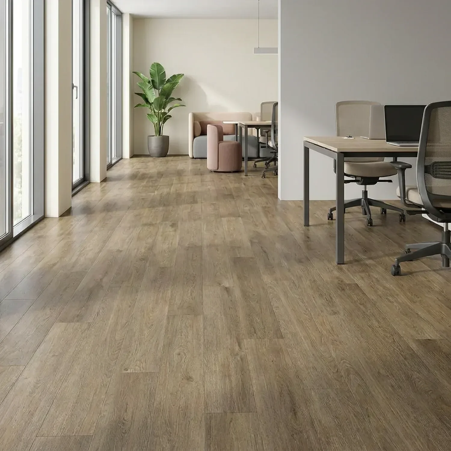 Piso Vinilico Colado Régua Working 3mm Eucafloor Marrom/Roma