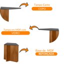 Ver imagem 4 de Mesa Sala de Jantar Olimpia 120cm Em MDF e Vidro Com Canto Copo