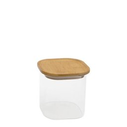 Pote de Vidro Hermético Quadrado com Tampa Bambu 800 Ml - 1