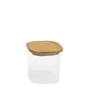 Pote de Vidro Hermético Quadrado com Tampa Bambu 800 Ml