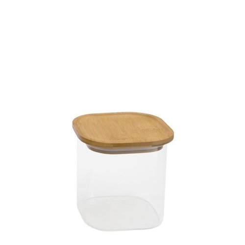 520ml Square Glass Jar with Bamboo Lid - Oikos