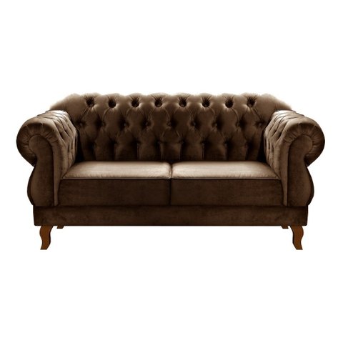 Sofá Chesterfield Capitonê Elisabeth Duquesa 2 Lugares - Veludo Marrom