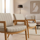 Ver imagem 2 de Conjunto 2 Poltronas Milano para Área ou Varanda Gourmet Estofada Pés em Madeira Maciça Decorativa S