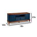 Ver imagem 2 de Rack Hanover 2 Portas 2 Gavetas + Nicho Pés Luis Xv 75 X 195 X 40 Cm (a X L X P) - Cor Azul/imbuia