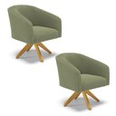 Ver imagem 1 de Poltrona Decorativa Giratória Ma30 Kit 2 Stella Bouclê Pistache D03 - D’Rossi