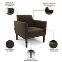 Ver imagem 2 de Sofá Namoradeira e 1 Poltrona Base Madeira Preto Maressa Suede Marrom - Ibiza