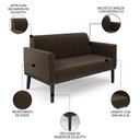 Ver imagem 3 de Sofá Namoradeira e 1 Poltrona Base Madeira Preto Maressa Suede Marrom - Ibiza