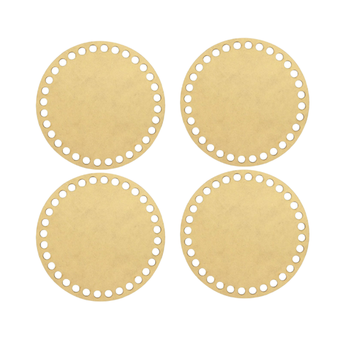 Kit 4 Bases Crochê Cesto Fio Malha MDF - 35cm Diâmetro