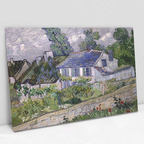 Quadro Decorativo em Canvas Casas em Auvers - Van Gogh TaColado Moldura Madeira 60 x 40cm