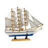 Miniatura Barco Navio Veleiro Madeira Base Azul 26x5x30cm - Tudo em Caixa - 2