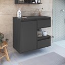 Ver imagem 1 de Gabinete de Banheiro 80cm Paula Grafite com 2 Gavetas Porta e Nicho sem Cuba