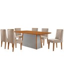 Ver imagem 2 de Mesa de Jantar Diane 180cm Tampo MDF Lam 6 Cadeiras Safira Moderna Veludo Creme Naturale Off White