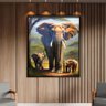 Quadro Decorativo Animais Sombra da Savana com Moldura e Vidro Preto - 100x70 Cm - 2