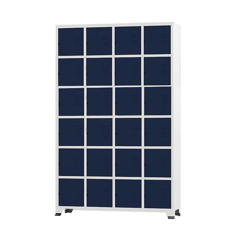 Armário Roupeiro De Aço 24 Portas Para Vestiário Academia Locker Azul Marinho