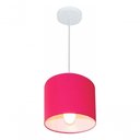 Ver imagem 3 de Lustre Pendente Cilíndrico Md-4046 Cúpula em Tecido 18x18cm Rosa Pink - Bivolt