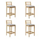 Ver imagem 1 de 4 Banqueta Cozinha Encosto Palhinha Médio Madeira Claro:Linho Cinza