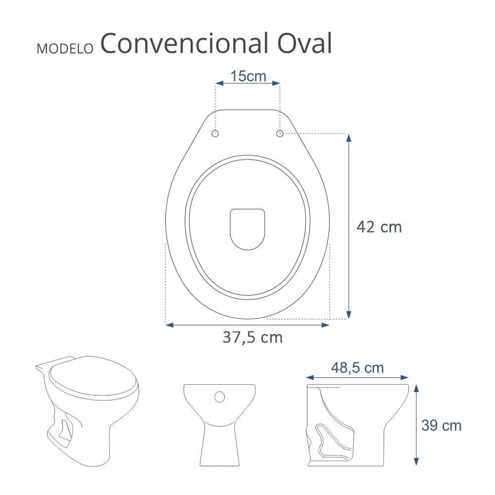 Assento Sanitário Almofadado Astra Convencional Oval Universal Cinza Claro - 3