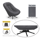 Ver imagem 5 de Poltrona Mônaco Giratória com Balanço Tecido Suede Veludo Cinza