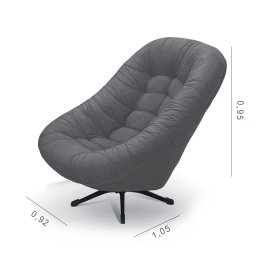 Poltrona Mônaco Giratória com Balanço Tecido Suede Veludo Cinza - 4