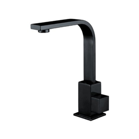 Torneira Quadrada Luxo Advance Preta Bancada C-100 Tubo Baixo  23Cm
