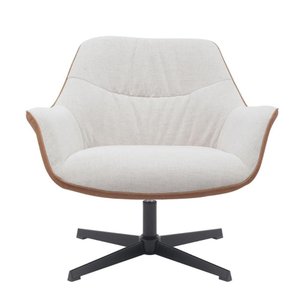 Poltrona Giratória Louvre Fratini Composê em Poliuretano (pu) Caramelo e Tecido Nude Base Aço