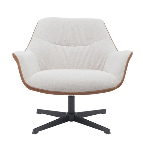 Poltrona Giratória Louvre Fratini Composê em Poliuretano (pu) Caramelo e Tecido Nude Base Aço