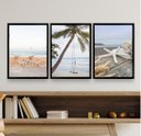 Ver imagem 1 de Kit 3 Quadros Decorativos Fotografias Praia soft 33x24cm - com Vidro:madeira Preta