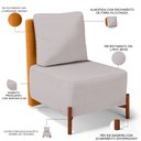 Ver imagem 4 de Poltrona Decorativa Sala de Estar Living Pés Madeira Hungria L02 Couríssimo Whisky Linho Bege - Lyam