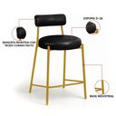 Ver imagem 3 de Banqueta Cozinha Média com Encosto Kit 2 Industrial Dourado Londres PU Facto D03 - D'Rossi