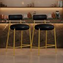 Ver imagem 1 de Banqueta Cozinha Média com Encosto Kit 2 Industrial Dourado Londres PU Facto D03 - D'Rossi