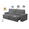 Sofá Retrátil e Reclinável 3 Lugares com Molas 2,00m Livia Suede Cinza Adonai Estofados - 2