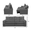 Ver imagem 3 de Sofá Retrátil e Reclinável 3 Lugares com Molas 2,00m Livia Suede Cinza Adonai Estofados