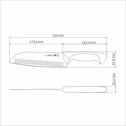 Faca Santoku Tramontina Premium com Lâmina Aço Inox Cabo Polipropileno Branco 7pol Tramontina - 4