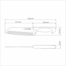 Faca Santoku Tramontina Premium com Lâmina Aço Inox Cabo Polipropileno Branco 7pol Tramontina - 2