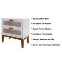 Ver imagem 4 de 2 Mesa de Cabeceira Gaveta para Quarto Cama Casal Estilo Retro Classico Vintage Santorini 60cm Brco