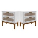 Ver imagem 1 de 2 Mesa de Cabeceira Gaveta para Quarto Cama Casal Estilo Retro Classico Vintage Santorini 60cm Brco