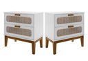 Ver imagem 1 de 2 Mesa de Cabeceira Gaveta para Quarto Cama Casal Estilo Retro Classico Vintage Santorini 60cm Brco