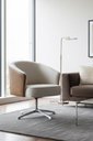 Ver imagem 7 de Poltrona Julia Giratoria Base Aluminio - Nobly Decor Bege/Couro Marrom