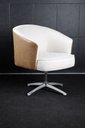 Ver imagem 1 de Poltrona Julia Giratoria Base Aluminio - Nobly Decor Bege/Couro Marrom