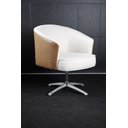 Ver imagem 1 de Poltrona Julia Giratoria Base Aluminio - Nobly Decor Bege/Couro Marrom