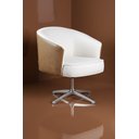 Ver imagem 2 de Poltrona Julia Giratoria Base Aluminio - Nobly Decor Bege/Couro Marrom