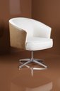 Ver imagem 2 de Poltrona Julia Giratoria Base Aluminio - Nobly Decor Bege/Couro Marrom