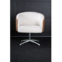 Ver imagem 4 de Poltrona Julia Giratoria Base Aluminio - Nobly Decor Bege/Couro Marrom