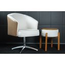 Ver imagem 5 de Poltrona Julia Giratoria Base Aluminio - Nobly Decor Bege/Couro Marrom