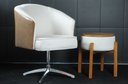 Ver imagem 5 de Poltrona Julia Giratoria Base Aluminio - Nobly Decor Bege/Couro Marrom