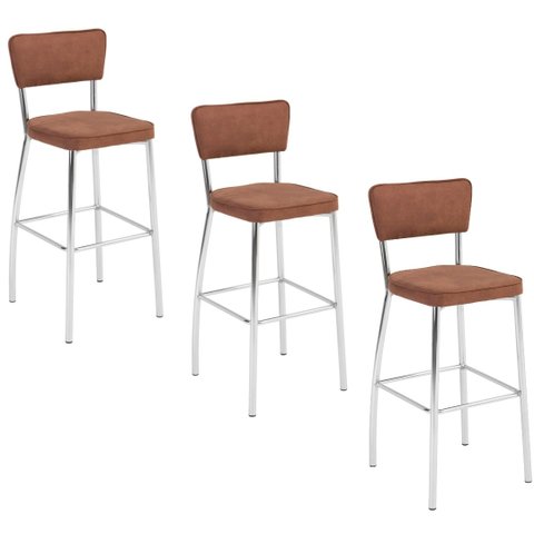 KIT 3 BANQUETAS HAIDÊ GOURMET PARA BANCADA-ASSENTO FACTO FENDI